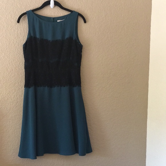 LOFT Dresses & Skirts - 5/$25 | LOFT Aqua and Black Lace Dress